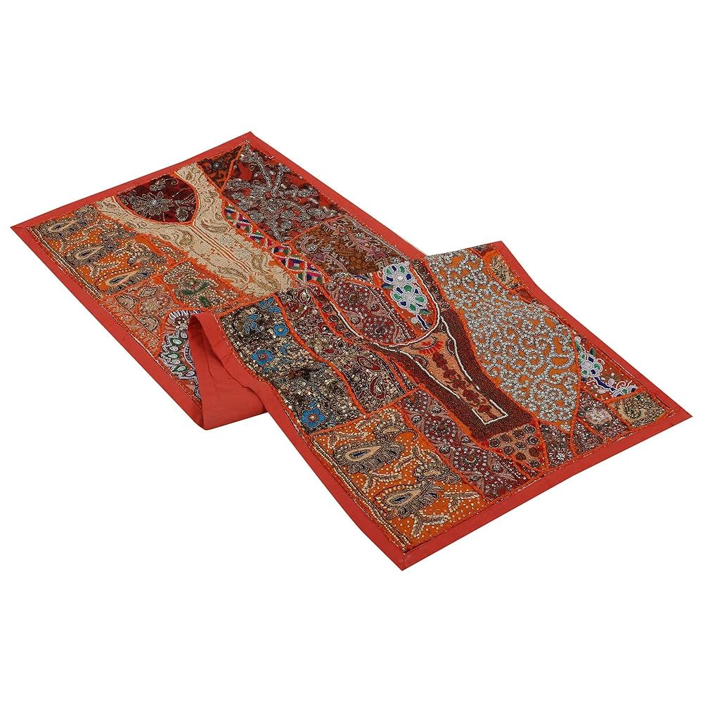 インド　ミラーワーク　テーブルランナー Amazon.com: Treen Art Linen Indian Table Runner 20